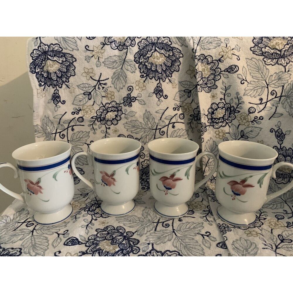 Princess House Exclusive Fine Porcelain Orchid Floral 4 each Cups Japan